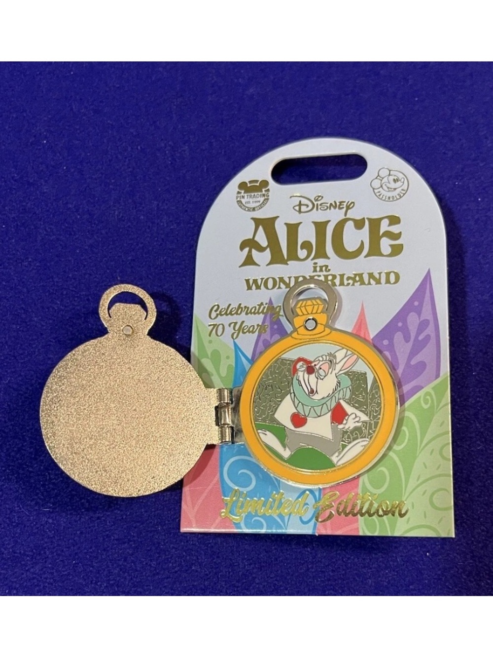 Disney Parks Alice In Wonderland 70th Anniversary Watch Pin - White Rabbit